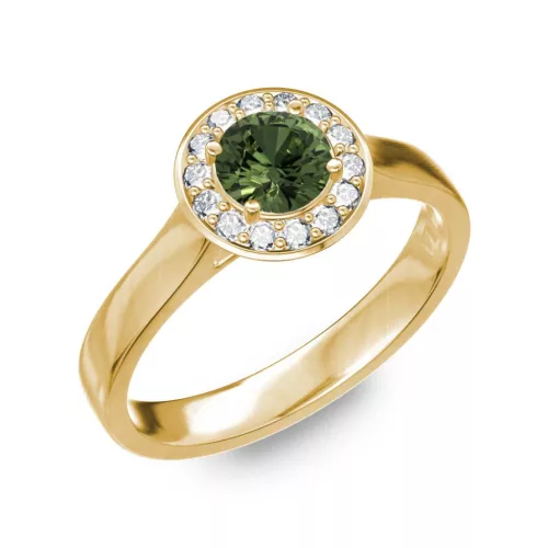Ékszerpalota eljegyzési gyűrű 0.5ct zöld zafírral BRK299 sárga arany
