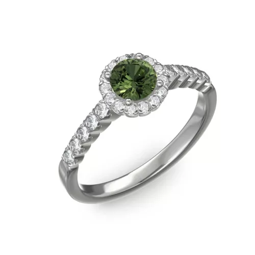 Ékszerpalota eljegyzési gyűrű 0,4ct zöld zafírral BRK300 fehér arany 