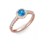 Ékszerpalota eljegyzési gyűrű 0,4ct kék topázzal BRK300 rozé arany 