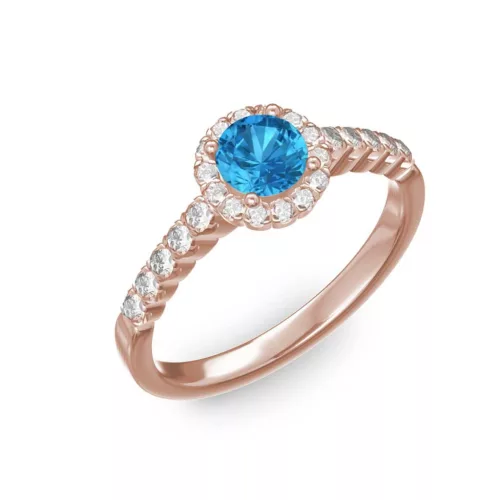Ékszerpalota eljegyzési gyűrű 0,4ct kék topázzal BRK300 rozé arany 