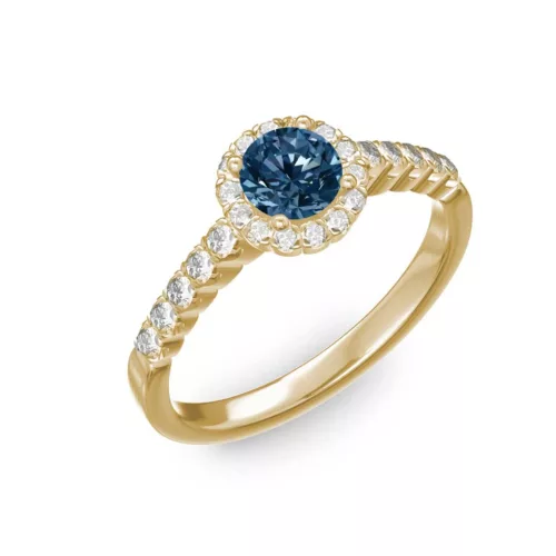 Ékszerpalota eljegyzési gyűrű 0,4ct kék gyémánttal BRK300 sárga arany 