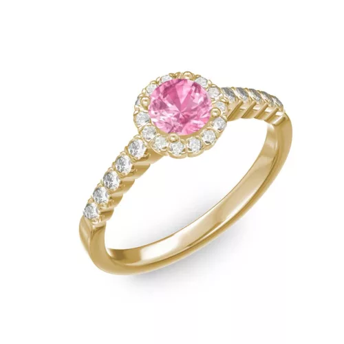 Ékszerpalota eljegyzési gyűrű 0,4ct pink zafírral BRK300 sárga arany 