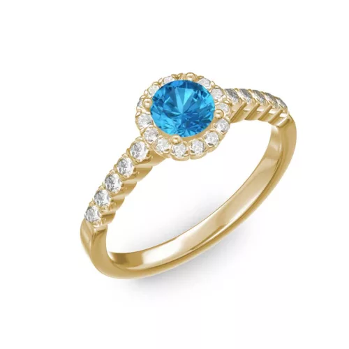 Ékszerpalota eljegyzési gyűrű 0,4ct kék topázzal BRK300 sárga arany 