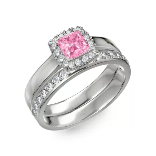 Ékszerpalota eljegyzési gyűrű 1ct pink princess zafírral BRK303 fehér arany