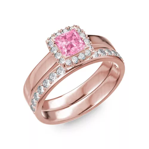 Ékszerpalota eljegyzési gyűrű 1ct pink princess zafírral BRK303 rozé arany