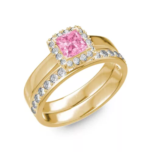 Ékszerpalota eljegyzési gyűrű 1ct pink princess zafírral BRK303 sárga arany