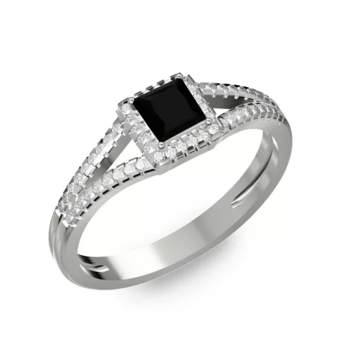 Ékszerpalota eljegyzési gyűrű 0,4ct fekete princess gyémánttal BRK306 fehér arany