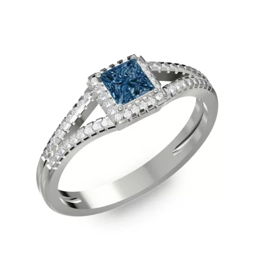 Ékszerpalota eljegyzési gyűrű 0,4ct kék princess gyémánttal BRK306 fehér arany