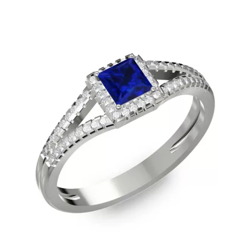 Ékszerpalota eljegyzési gyűrű 0,4ct kék diffusion princess zafírral BRK306 fehér arany