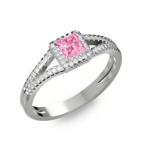 Ékszerpalota eljegyzési gyűrű 0,4ct pink princess zafírral BRK306 fehér arany