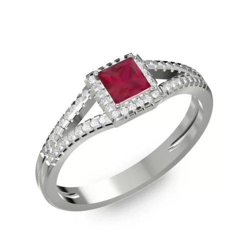 Ékszerpalota eljegyzési gyűrű 0,4ct princess rubinnal BRK306 fehér arany