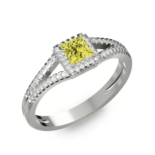 Ékszerpalota eljegyzési gyűrű 0,4ct sárga princess gyémánttal BRK306 fehér arany