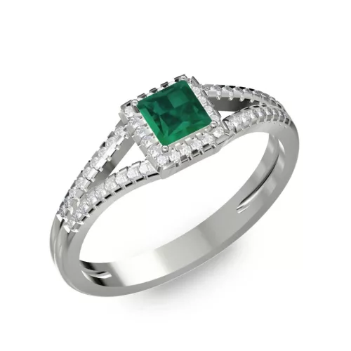 Ékszerpalota eljegyzési gyűrű 0,4ct princess smaragddal BRK306 fehér arany