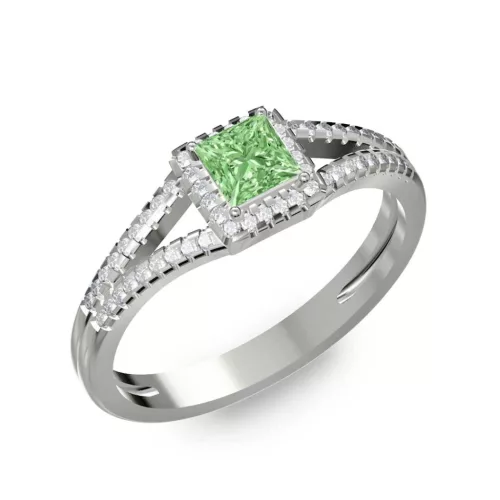 Ékszerpalota eljegyzési gyűrű 0,4ct zöld princess gyémánttal BRK306 fehér arany