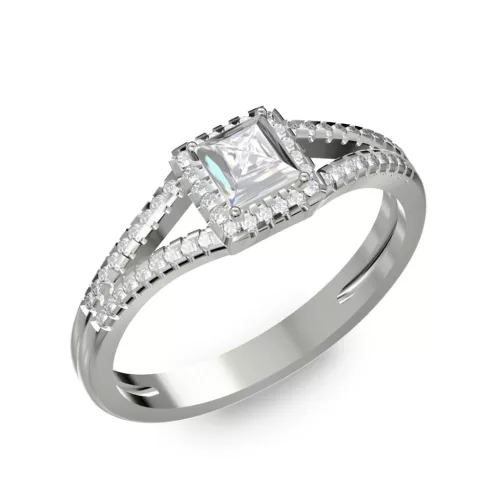 Ékszerpalota eljegyzési gyűrű 0,4ct princess gyémánttal BRK306 platina