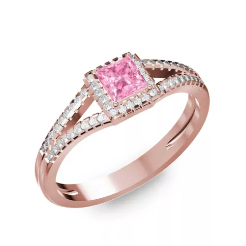 Ékszerpalota eljegyzési gyűrű 0,4ct pink princess zafírral BRK306 rozé arany