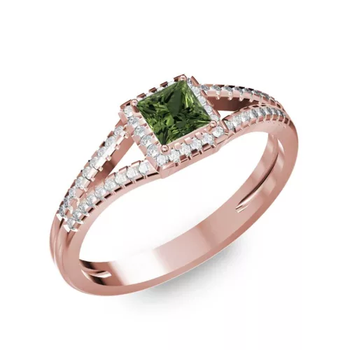 Ékszerpalota eljegyzési gyűrű 0,4ct zöld princess zafírral BRK306 rozé arany