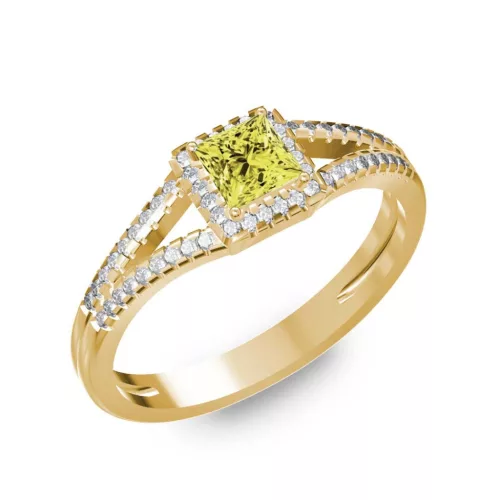 Ékszerpalota eljegyzési gyűrű 0,4ct sárga princess gyémánttal BRK306 sárga arany