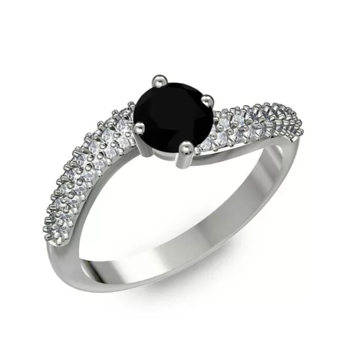 Ékszerpalota eljegyzési gyűrű 0.5ct fekete gyémánttal BRK308 fehér arany