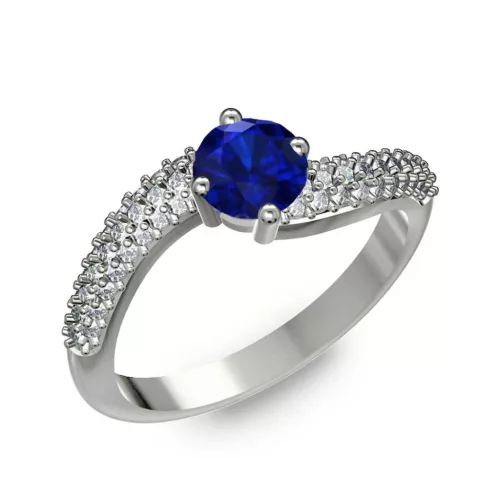 Ékszerpalota eljegyzési gyűrű 0.5ct kék diffusion zafírral BRK308 fehér arany