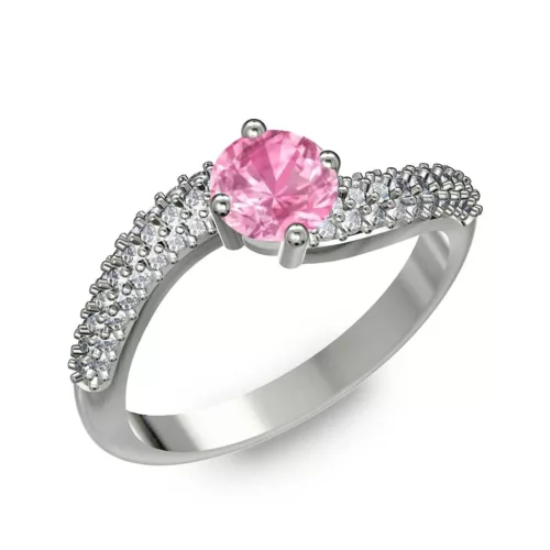 Ékszerpalota eljegyzési gyűrű 0.5ct pink zafírral BRK308 fehér arany