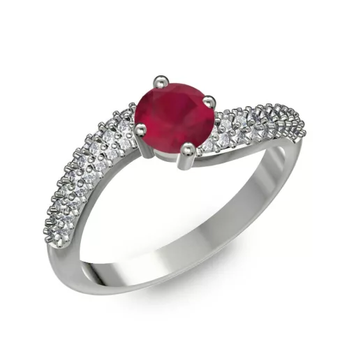 Ékszerpalota eljegyzési gyűrű 0.5ct rubinnal BRK308 fehér arany