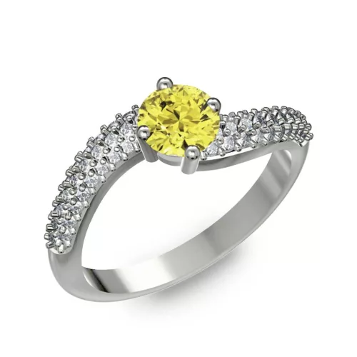 Ékszerpalota eljegyzési gyűrű 0.5ct sárga gyémánttal BRK308 fehér arany