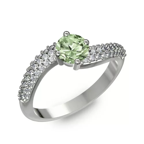 Ékszerpalota eljegyzési gyűrű 0.5ct zöld gyémánttal BRK308 fehér arany
