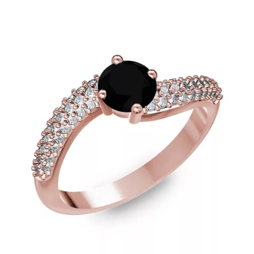 Ékszerpalota eljegyzési gyűrű 0.5ct fekete gyémánttal BRK308 rozé arany