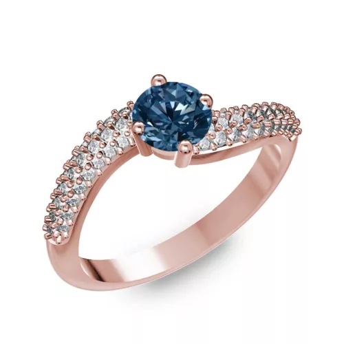 Ékszerpalota eljegyzési gyűrű 0.5ct kék gyémánttal BRK308 rozé arany