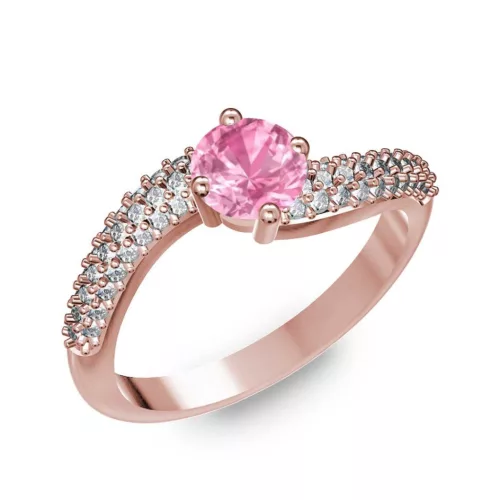 Ékszerpalota eljegyzési gyűrű 0.5ct pink zafírral BRK308 rozé arany