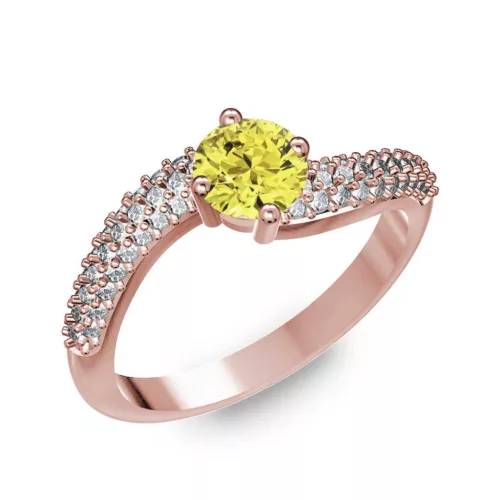 Ékszerpalota eljegyzési gyűrű 0.5ct sárga gyémánttal BRK308 rozé arany