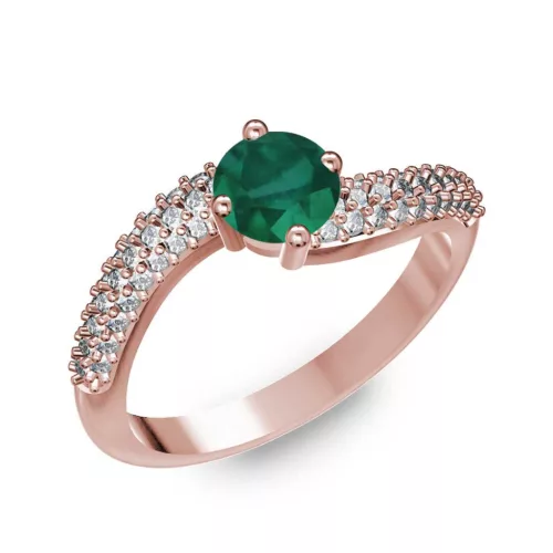 Ékszerpalota eljegyzési gyűrű 0.5ct smaragddal BRK308 rozé arany
