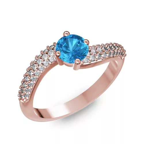 Ékszerpalota eljegyzési gyűrű 0.5ct kék topázzal BRK308 rozé arany