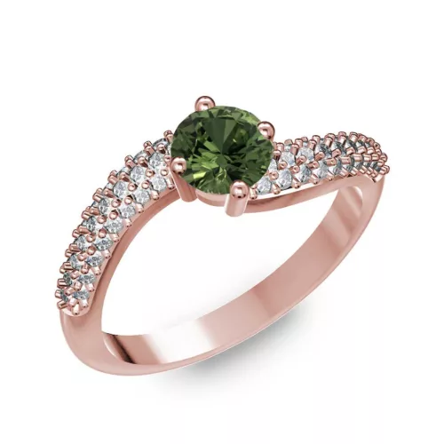 Ékszerpalota eljegyzési gyűrű 0.5ct zöld zafírral BRK308 rozé arany