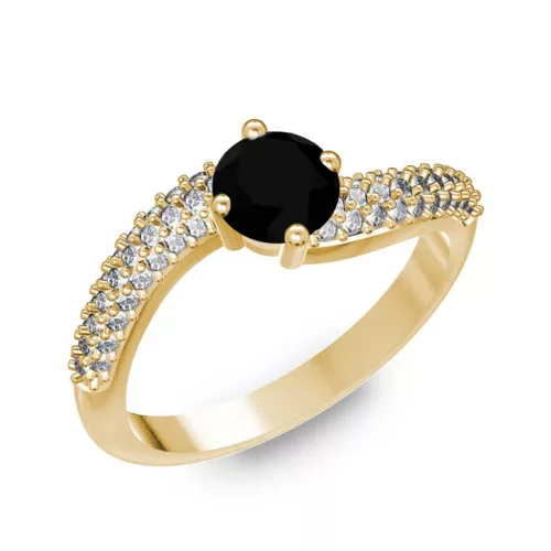 Ékszerpalota eljegyzési gyűrű 0.5ct fekete gyémánttal BRK308 sárga arany