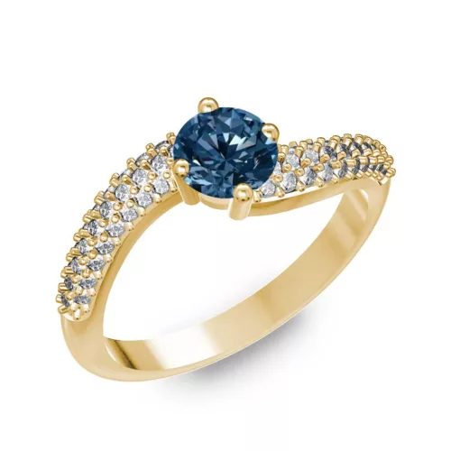 Ékszerpalota eljegyzési gyűrű 0.5ct kék gyémánttal BRK308 sárga arany