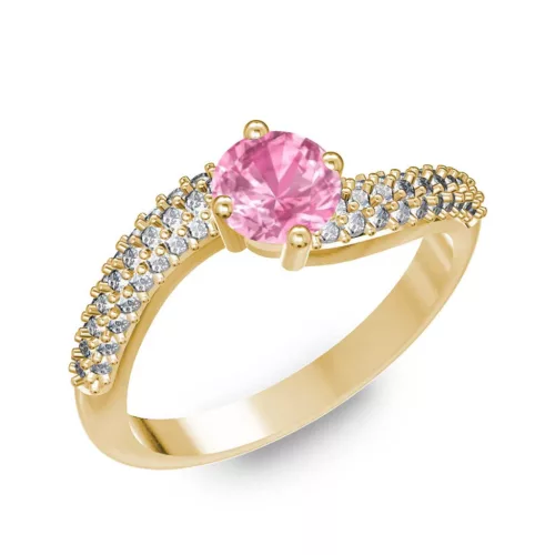 Ékszerpalota eljegyzési gyűrű 0.5ct pink zafírral BRK308 sárga arany