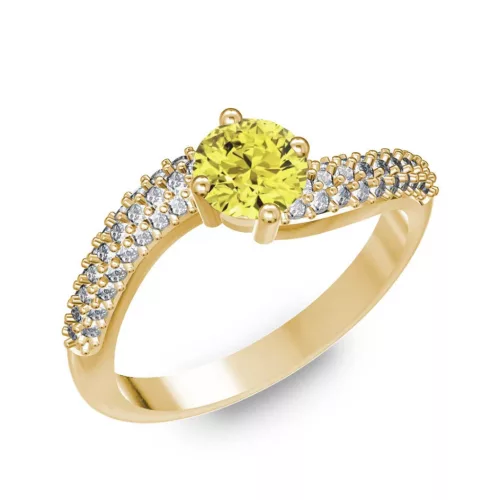 Ékszerpalota eljegyzési gyűrű 0.5ct sárga gyémánttal BRK308 sárga arany