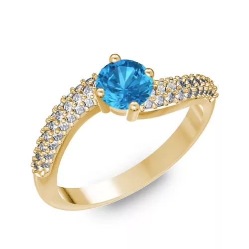 Ékszerpalota eljegyzési gyűrű 0.5ct kék topázzal BRK308 sárga arany