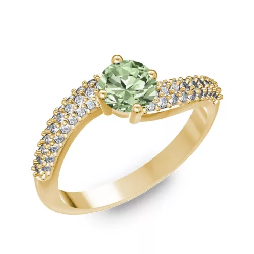 Ékszerpalota eljegyzési gyűrű 0.5ct zöld gyémánttal BRK308 sárga arany