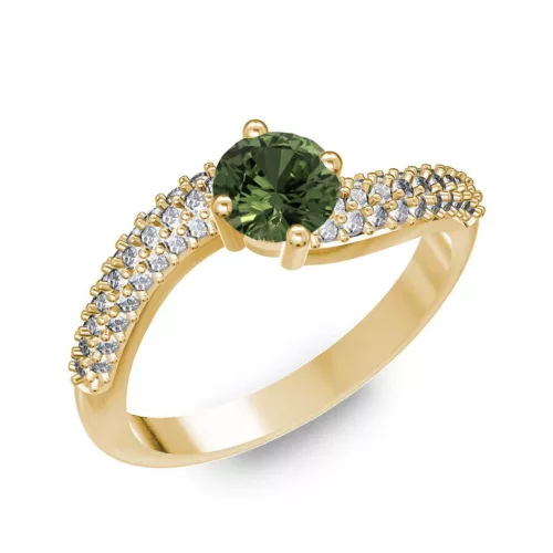 Ékszerpalota eljegyzési gyűrű 0.5ct zöld zafírral BRK308 sárga arany
