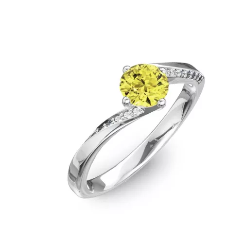 Ékszerpalota eljegyzési gyűrű 0,7ct sárga gyémánttal BRK314 fehér arany 