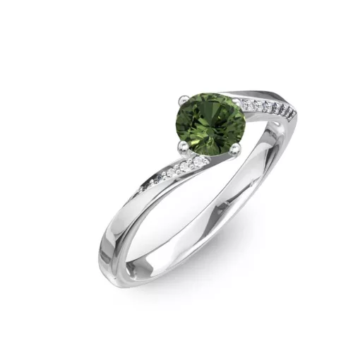 Ékszerpalota eljegyzési gyűrű 0,7ct zöld zafírral BRK314 fehér arany 