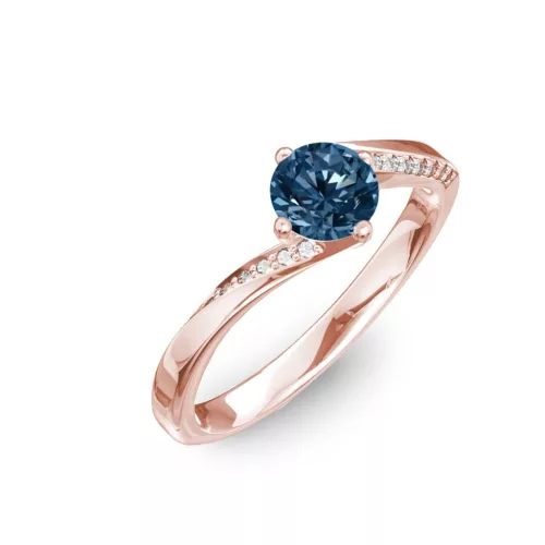 Ékszerpalota eljegyzési gyűrű 0,7ct kék gyémánttal BRK314 rozé arany 