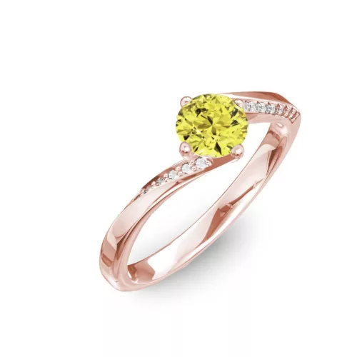 Ékszerpalota eljegyzési gyűrű 0,7ct sárga gyémánttal BRK314 rozé arany 