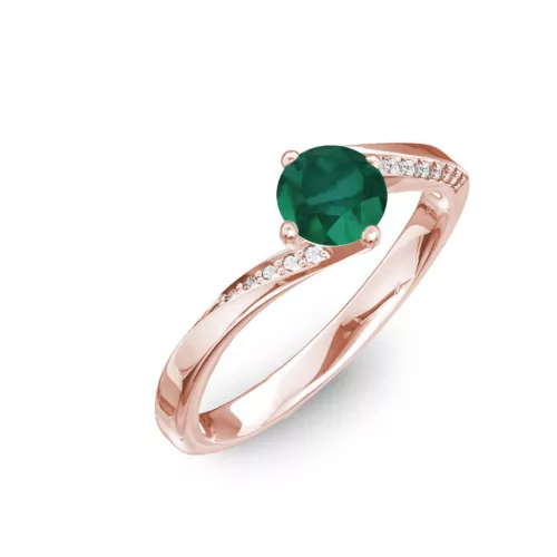 Ékszerpalota eljegyzési gyűrű 0,7ct smaragddal BRK314 rozé arany 