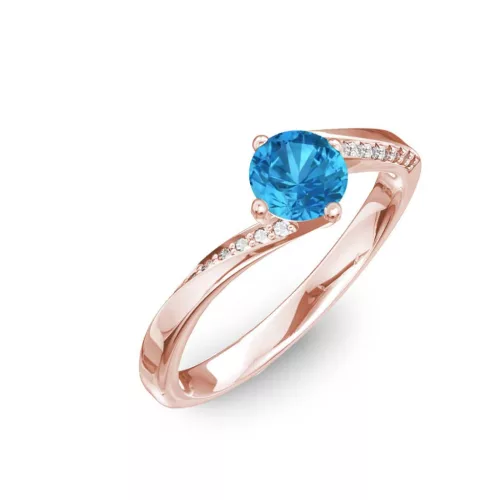 Ékszerpalota eljegyzési gyűrű 0,7ct kék topázzal BRK314 rozé arany 