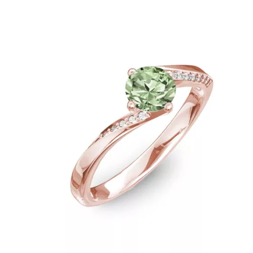 Ékszerpalota eljegyzési gyűrű 0,7ct zöld gyémánttal BRK314 rozé arany 
