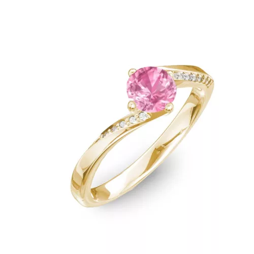 Ékszerpalota eljegyzési gyűrű 0,7ct pink zafírral BRK314 sárga arany 